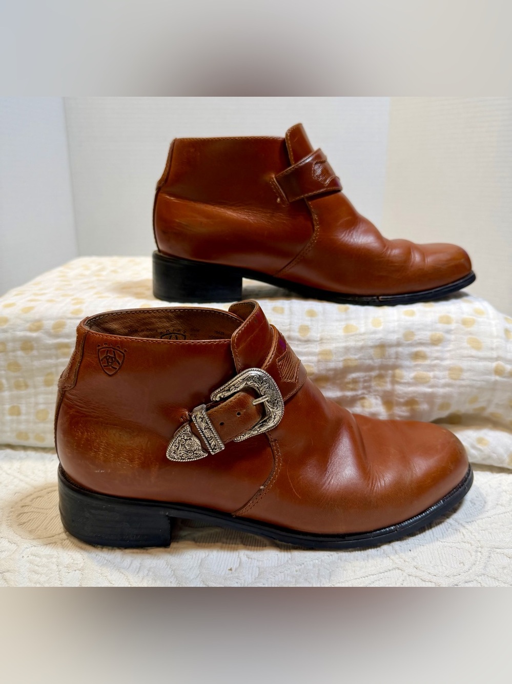 Ariat Leather Ankle Boots Women’s 6.5 Brown Harness Buckle Western Booties